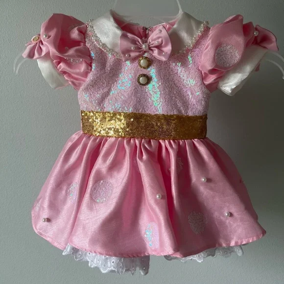 green emerald velvet dress Order Pink and Gold Minnie Mouse Costume for Baby – Costumes Club main image 0